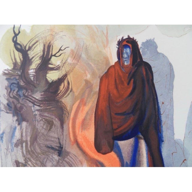 'The Appariton of Dis' (The Ghost Spoken of) is an original color wood engraving by Salvador Dali as part of Dante...