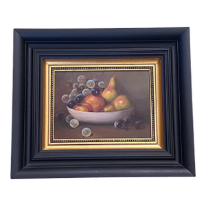 Vintage Oil on Wood Still Life W/ Fruits