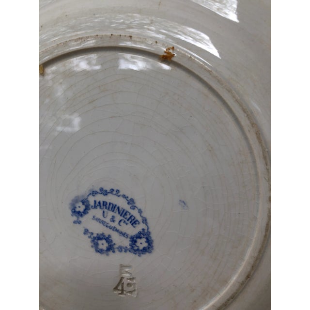 19th Century Large Blue & White Platter Jardiniere Sarreguemines For Sale In Austin - Image 6 of 7