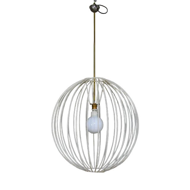 Large Enameled Metal Sphere Chandelier, Italy, 1960s For Sale