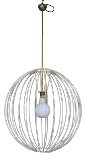 Large Enameled Metal Sphere Chandelier, Italy, 1960s