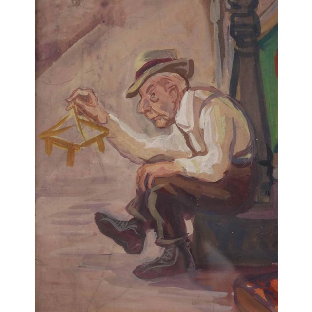 1980s Original Listed Artist Don Freeman "Old Man" Gouache Painting Illustration Art For Sale - Image 4 of 4