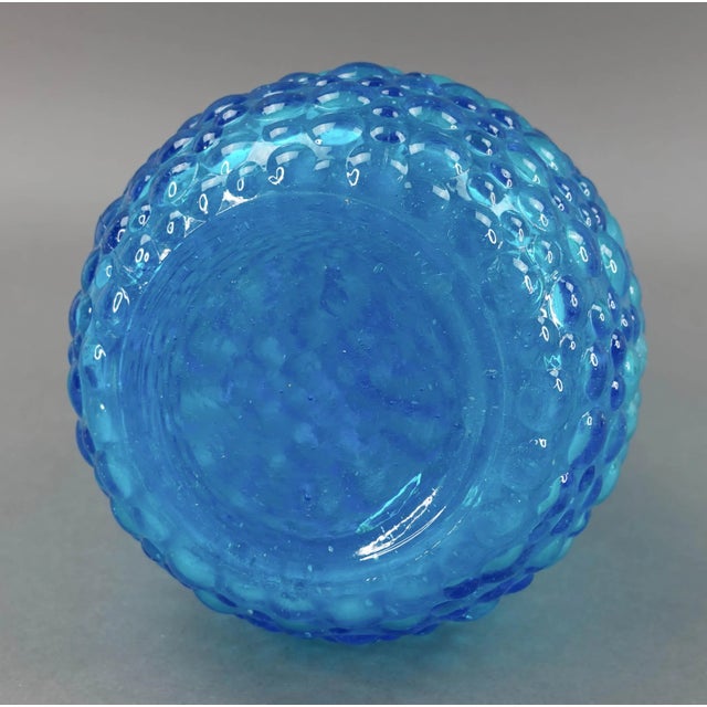 Empoli Italian Vintage Blue Hobnail Glass Decanter Genie Bottle For Sale In Miami - Image 6 of 7