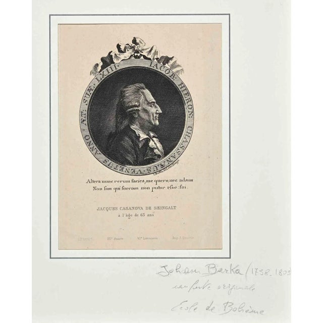 Johann Berka, Jacques Casanova, Etching, 18th Century For Sale