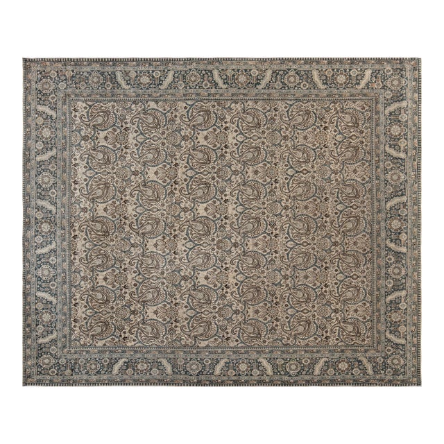Authentic Persian Tabriz Rug in Beige, Blue, Brown, Gray For Sale