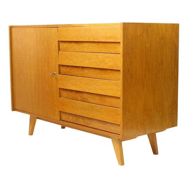 Model U 460 Sideboard in Oak by Jiří Jiroutek for Interier Praha, 1960s, Set of 3 For Sale