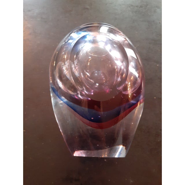 1970s 1970s Flavio Poli Design Seguso Murano Art Glass Sommerso Faceted Vase For Sale - Image 5 of 6
