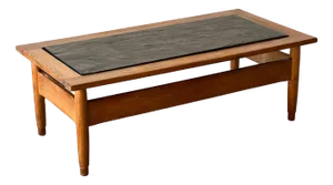 Vintage Oak Coffee Table with Slate Tray, 1960s