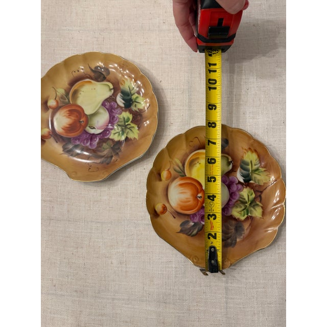 1950s Vintage Seyei China Japan Hand Painted Fruit Dessert Plates – Set of 2 | Raised Fruit Motif | Cottage Kitchen Decor For Sale - Image 5 of 6