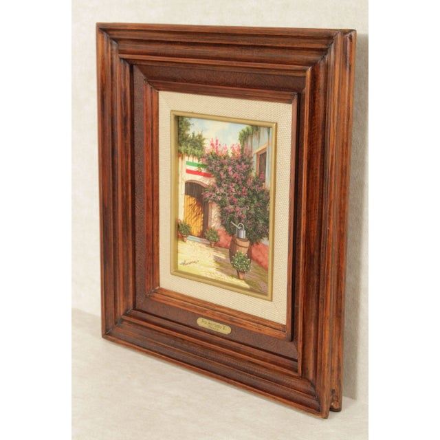 Traditional 1980s Francisco Hurtado Esquivel Mexican Courtyard Original Painting For Sale - Image 3 of 13