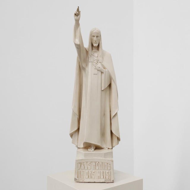Christ King in Our Home Plaster Statue, Belgium, 1920 For Sale - Image 12 of 12