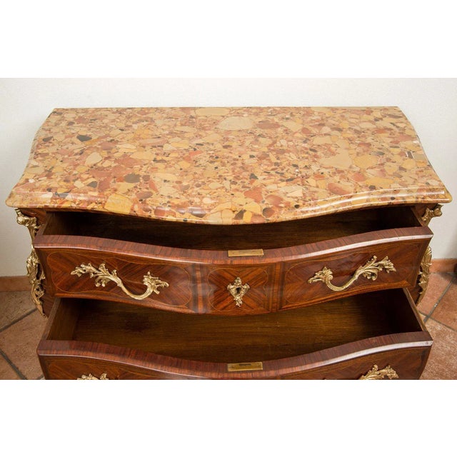 Napoleon III French Chest of Drawers in Exotic Wood with Marble Top, 19th Century For Sale - Image 3 of 7