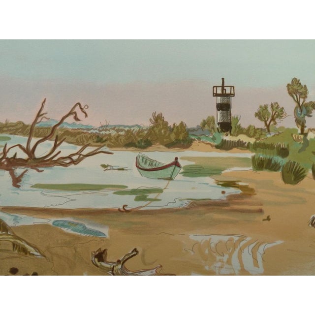 Yves BRAYER Provence: Small Rhône boat Original lithograph signed in pencil lower right on wove paper 242 copies, here n °...