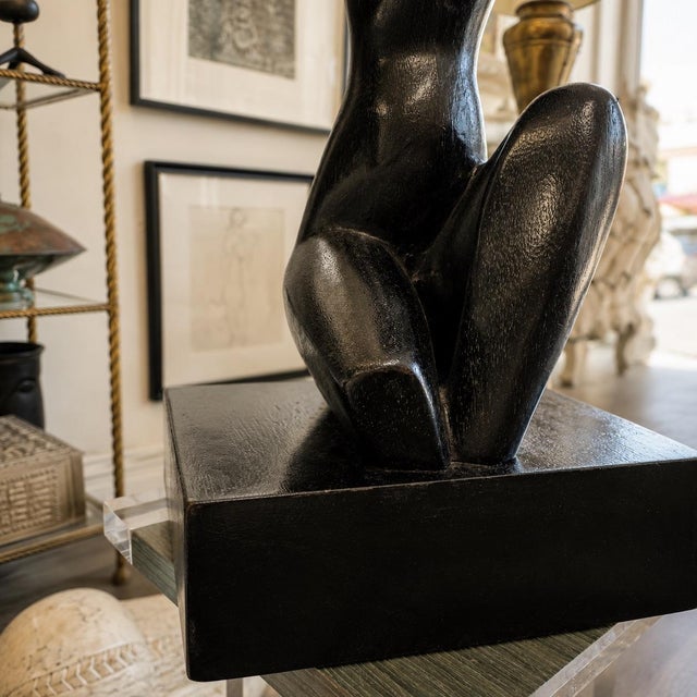 Ebony 1960s Ebonized Oak Sculptural Figural Table Lamp by Yasha Heifetz For Sale - Image 8 of 8
