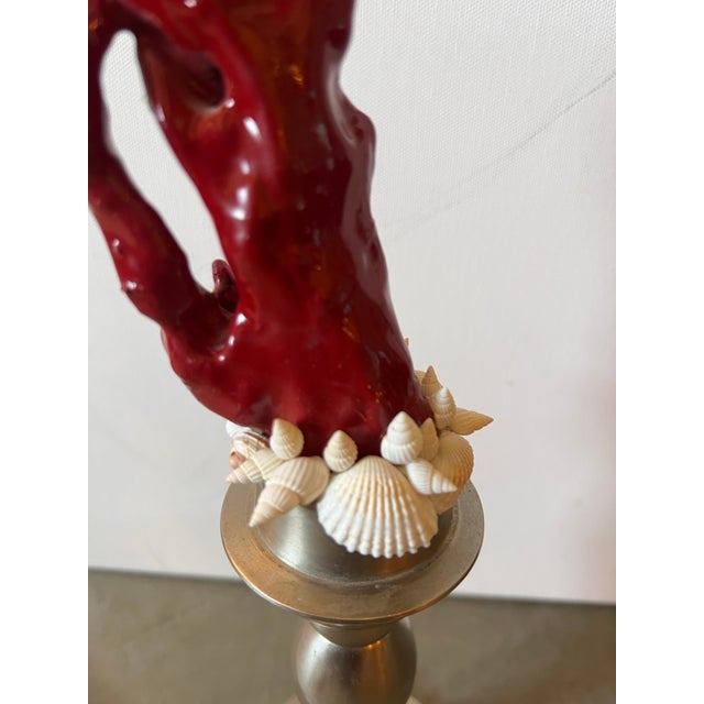 Baroque Vintage Baroque Style Curiosity Cabinet Custom Faux Red Coral Specimen on the Metal Base For Sale - Image 3 of 10