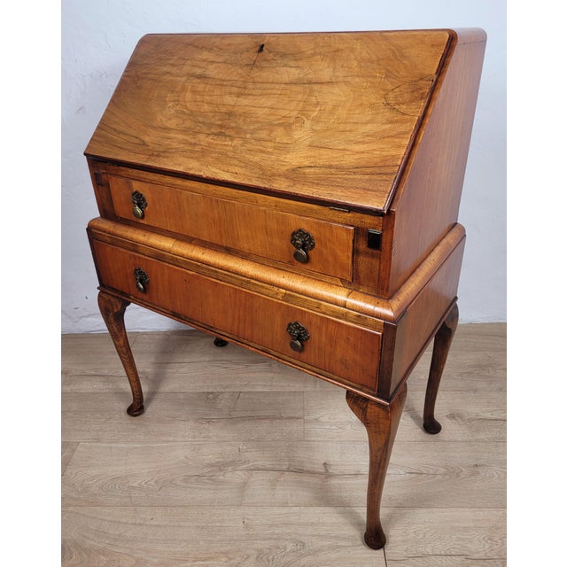 1940s Vintage Walnut Writing Bureau from Denby & Spinks, 1940s For Sale - Image 5 of 18