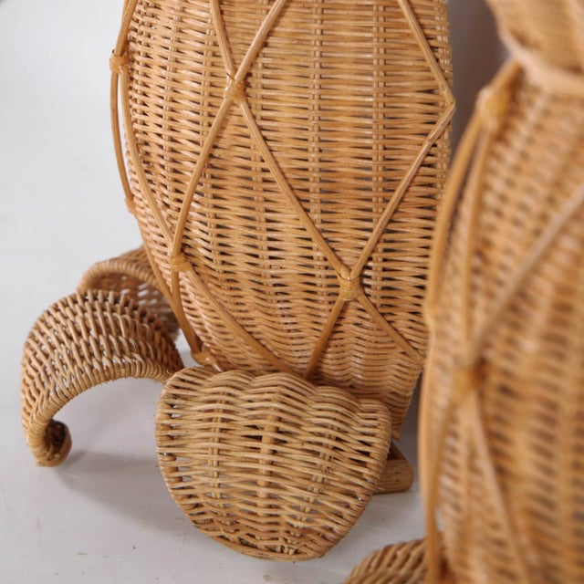 Mid-Century Modern Pineapple Wicker Sconces, Set of 2 For Sale - Image 3 of 15