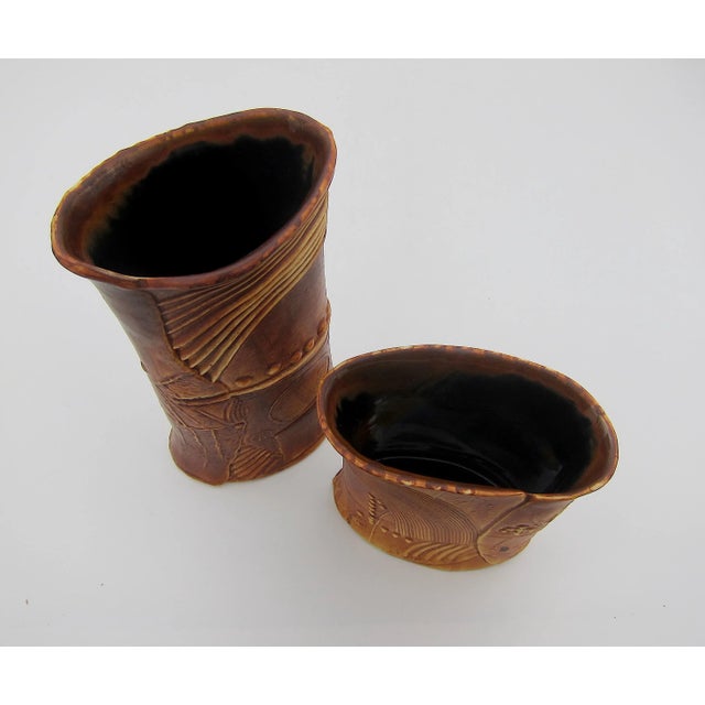 Brown Bertil Vallien Terra Vase Set for Rorstrand of Sweden For Sale - Image 8 of 9
