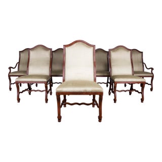 Spanish Colonial Mahogany Dining Chairs W/ Mint Suede Microfiber by Drexel Heritage - Set of 8 For Sale