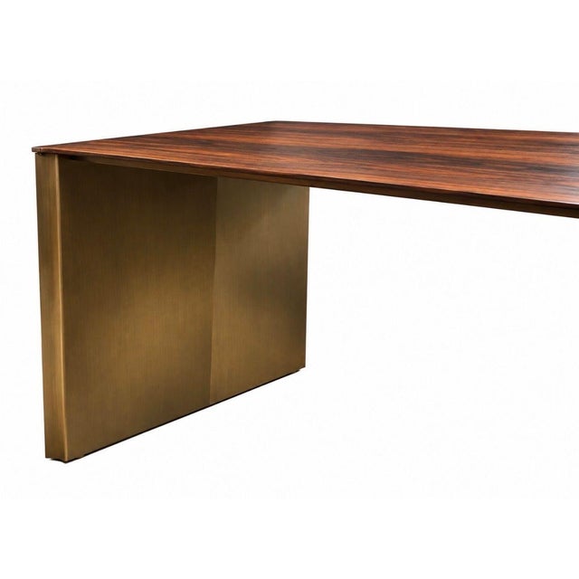 Mid-Century Modern Rosewood and Solid Bronze Architectural Bench, 1970’s For Sale - Image 3 of 9