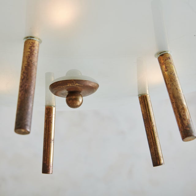 Mid 20th Century Glass + Brass Sputnik Pendant Light, Italy 1960s For Sale - Image 5 of 11