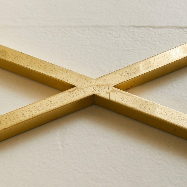 Gold French Brass X-Base Desk with Smoked Glass Top, 1970s - 2 Available For Sale - Image 8 of 18