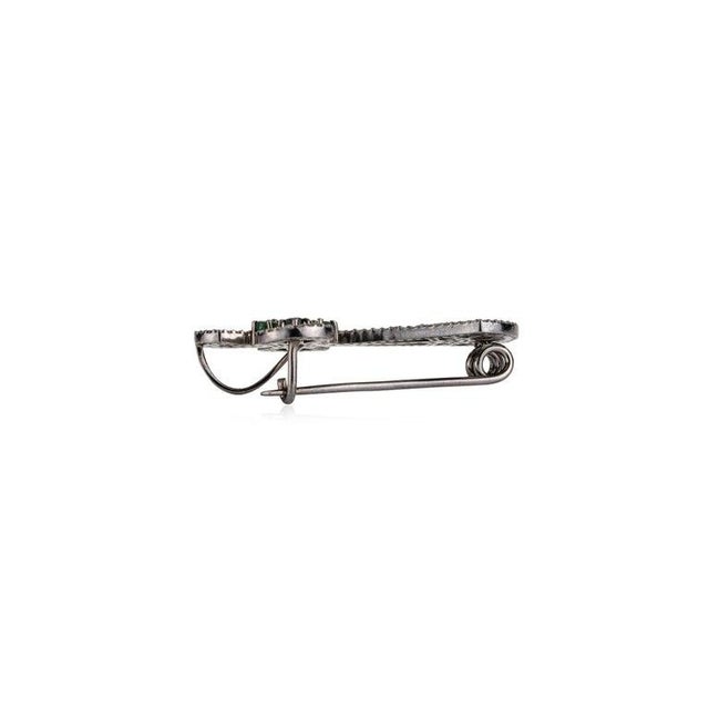 Vintage Inspired Statement Silver Cross Brooch Pendant With Emerald & Diamond For Sale - Image 10 of 14