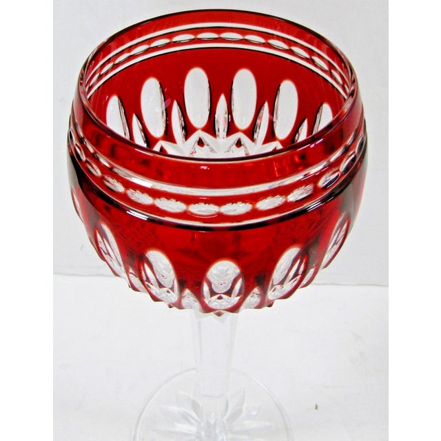 1990s Waterford Crystal Clarendon Ruby Red Hock Glass 8" Tall - Set of 8 For Sale - Image 10 of 14
