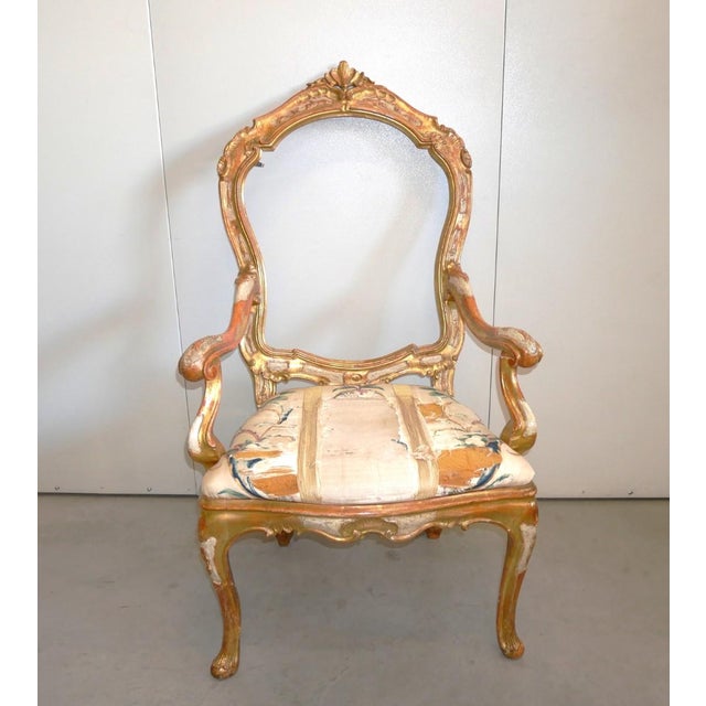 Antique 15th Century Venetian Lacquered and Gilded Armchair For Sale - Image 15 of 18
