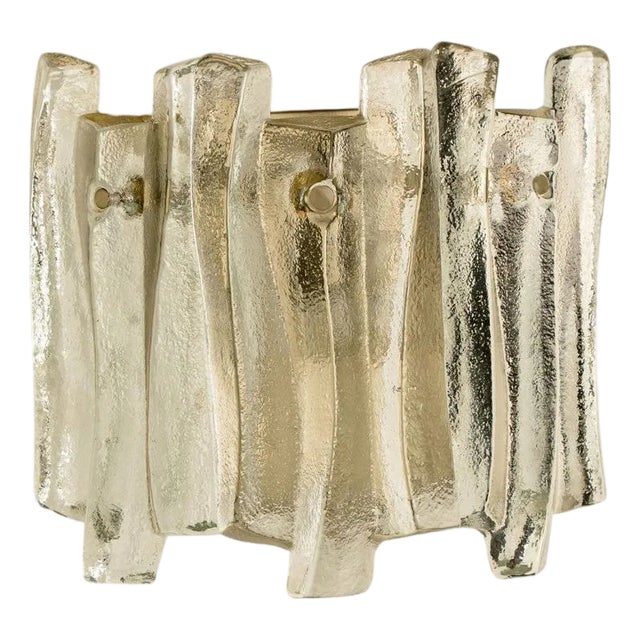 Textured Ice Glass and Chrome Wall Light attributed to J. T. Kalmar for Kalmar, 1970s For Sale