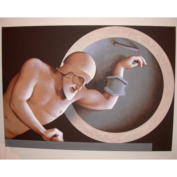 Fallen Greek warrior painting by Lynn Curlee Based upon an ancient Greek sculpture. Edges are fully finished and painted...