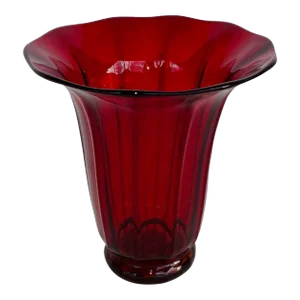 1920’s Red Faceted Art Glass Vase
