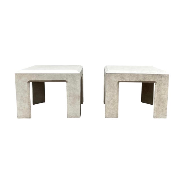Postmodern Vintage 1970s Postmodern Faux Stone Waterfall Side Tables by Lane Furniture - A Pair For Sale - Image 3 of 11