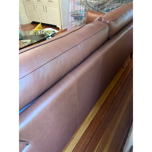 Midcentury Modern Cognac Leather Sofa 91" New With Tag For Sale - Image 9 of 12