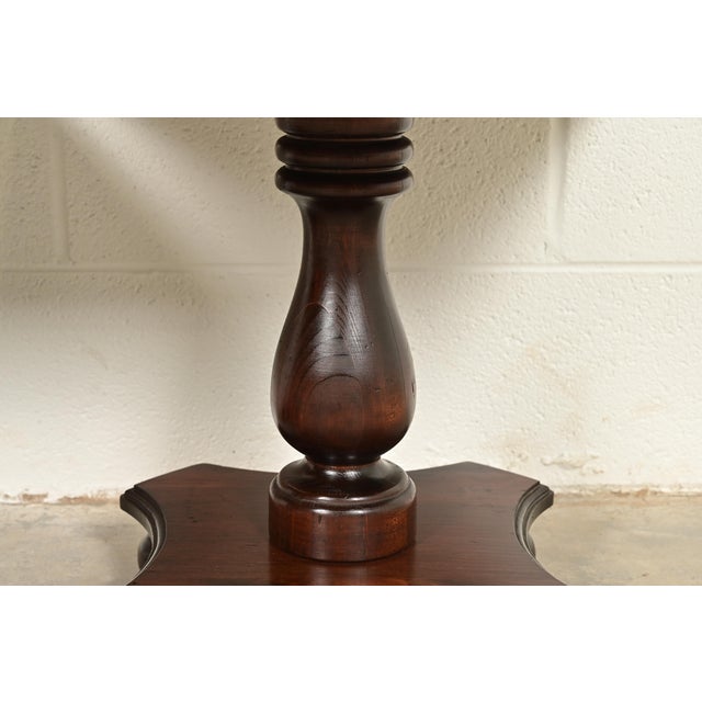Wood Ethan Allen Early American Solid Pine Pedestal Side Tables, Pair For Sale - Image 7 of 10