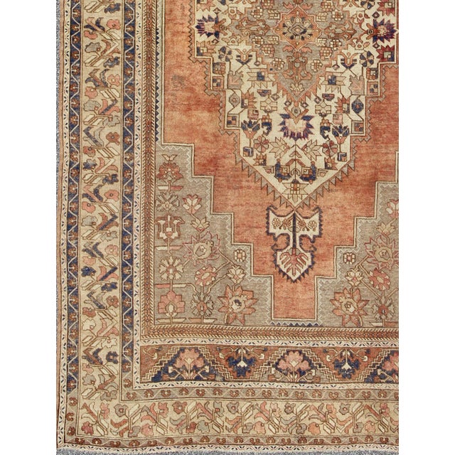 Mid 20th Century Vintage Turkish Oushak Rug 7'5 X 13' For Sale - Image 5 of 10