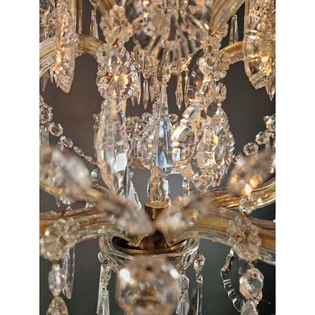 1920s Art Nouveau Maria Theresa Crystal Chandelier Lustre Brass Glass Antique For Sale - Image 10 of 11