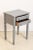 Grey painted two-drawer pine table with cookie cutter corners in a distressed finish, circa 1970s-1980s. Some wear to the...