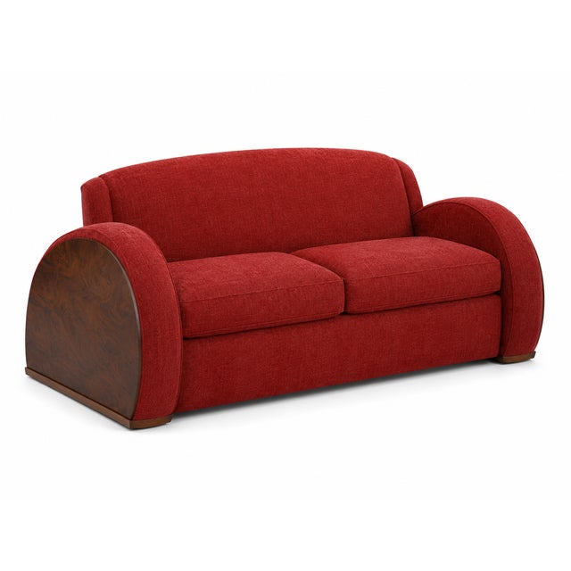 Art Deco Art Deco French Living Room Set Red Chenille For Sale - Image 3 of 7