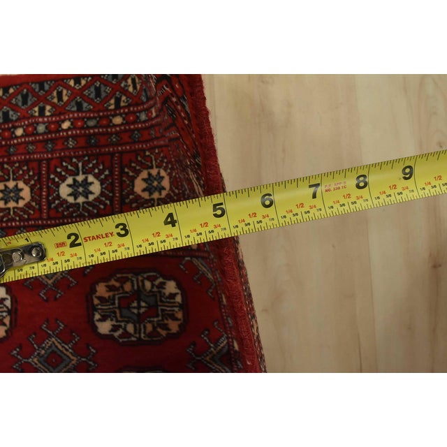 Bokhara Rug 4’1” X 6′ Red Wool Tribal Hand-Knotted Oriental Carpet For Sale - Image 10 of 12