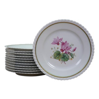 Mid 20th Century German Bavarian Franconia K&a Krautheim Floral Serving Plates 8" - Set of 12 For Sale
