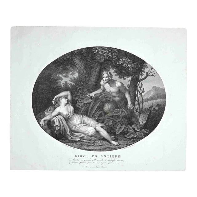 Francesco Cecchini, Jupiter and Antiope, Etching, 19th Century For Sale