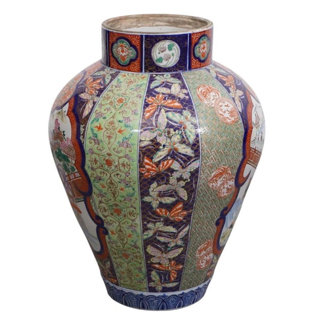 Late 19th Century Late 19th Century Oversized Oriental Imari Vase With Landscape Panels For Sale - Image 5 of 10