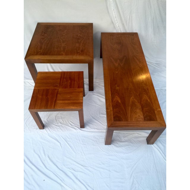 MidCentury Walnut Nesting Tables and Parsons Coffee Table from Lane