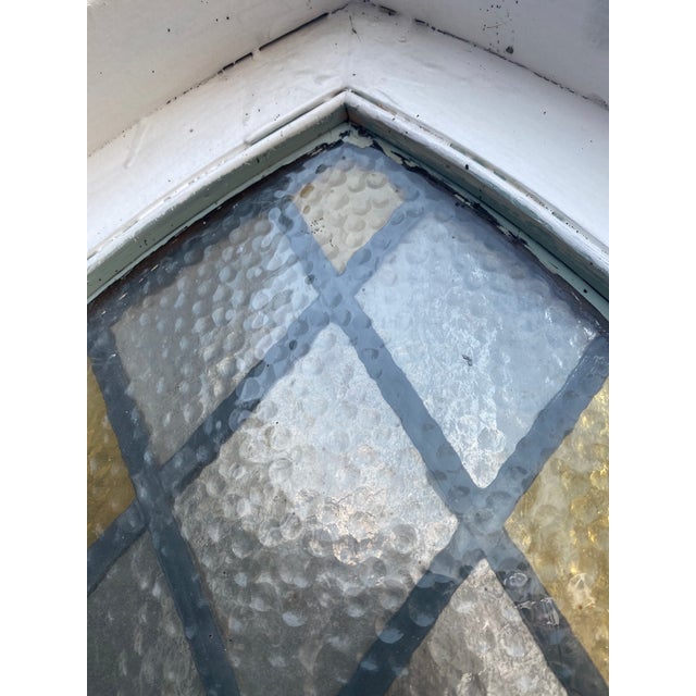 Metal Arched Cathedral Spanish Tudor Style Leaded Glass Window For Sale - Image 7 of 10