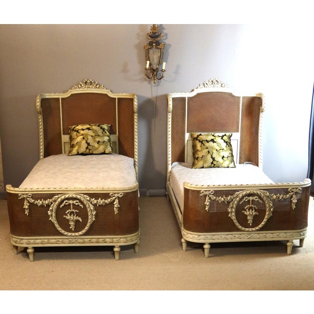 Set of Louis Xvi Style Caned Beds, 1890s For Sale - Image 5 of 12