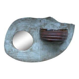 Boho Wall Pocket & Mirror For Sale