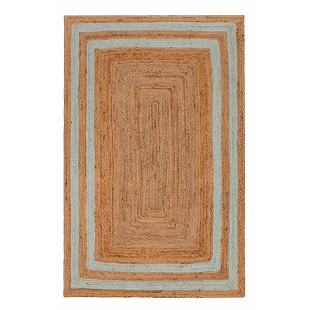 5'x8' Soft Sea Green Jute Braided Handmade Bohemian Rug For Sale - Image 11 of 11