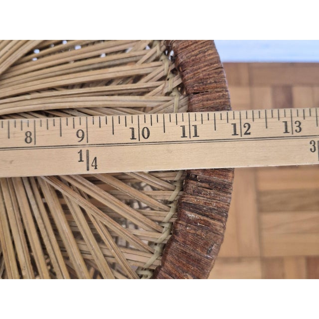 Vintage Hand Woven Wicker Plant Stand Tall Pedastal 1970's Boho Cottage For Sale - Image 10 of 11