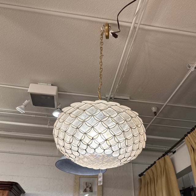 Serena & Lily Capiz Scalloped Chandelier For Sale - Image 10 of 12
